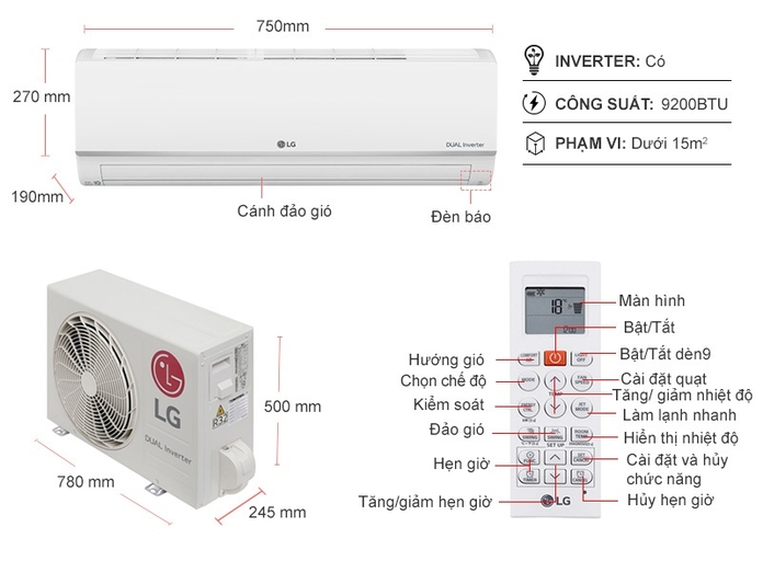 Máy lạnh LG Inverter 1 HP V10ENW1