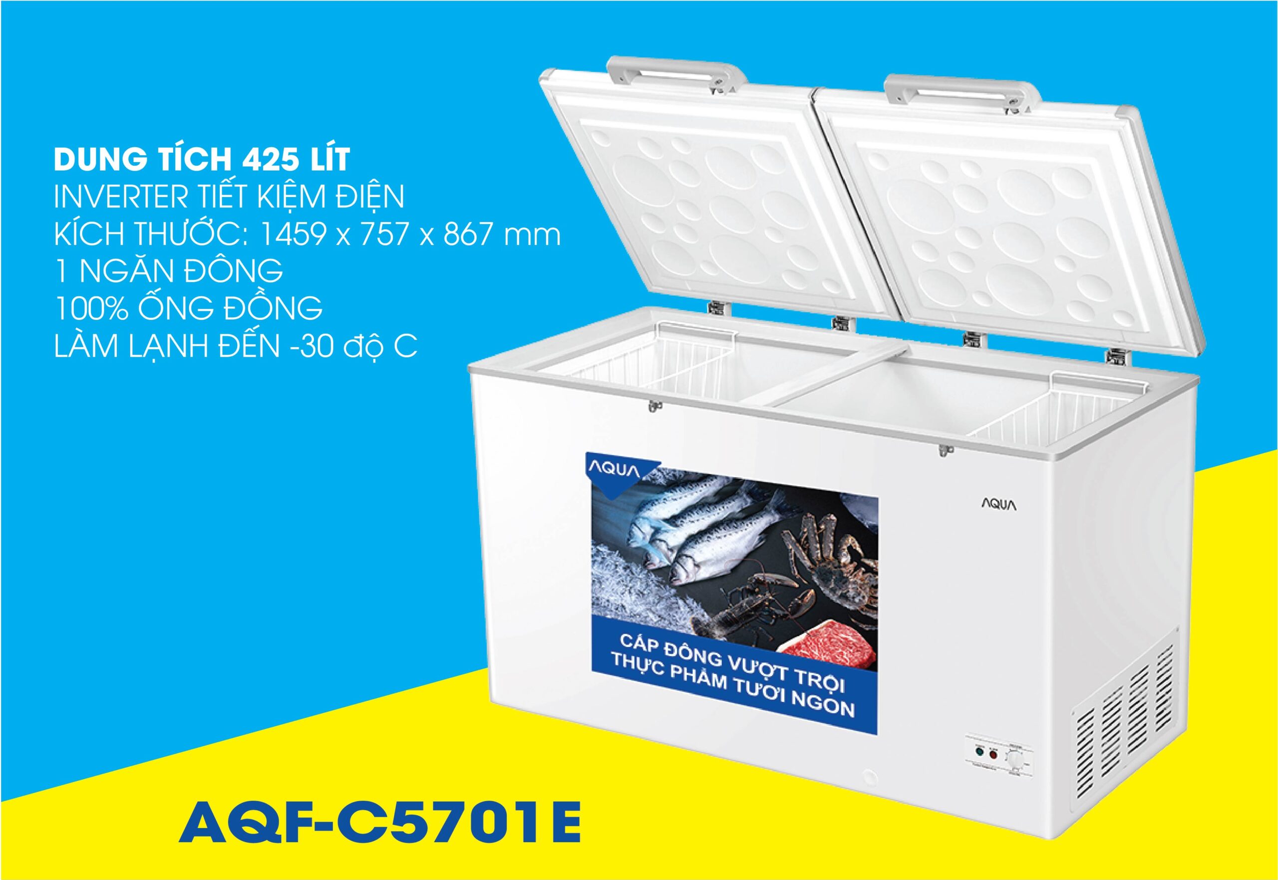 Tủ đông Aqua Inverter 425 lít AQF-C5701E