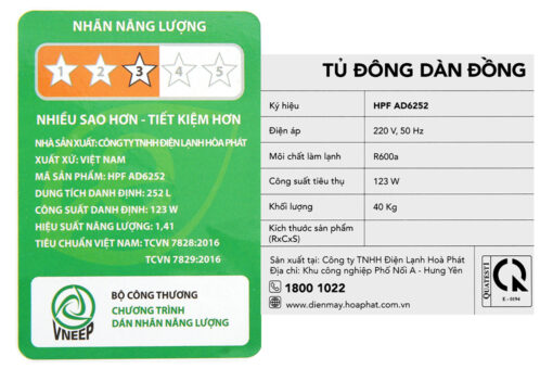 Tủ đông Hòa Phát 252 lít HPF AD6252 / HCF 516S1Đ1