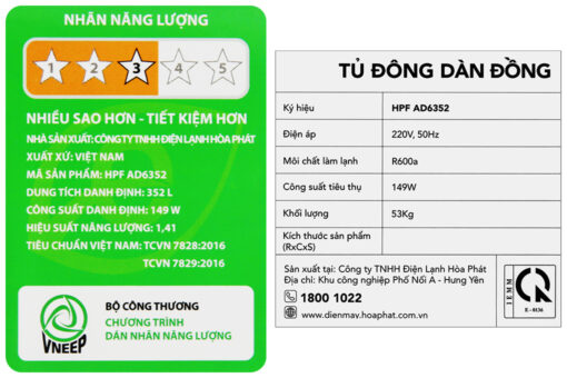 Tủ đông Hòa Phát 352 Lít HPF AD6352 / HCF 666S1Đ2