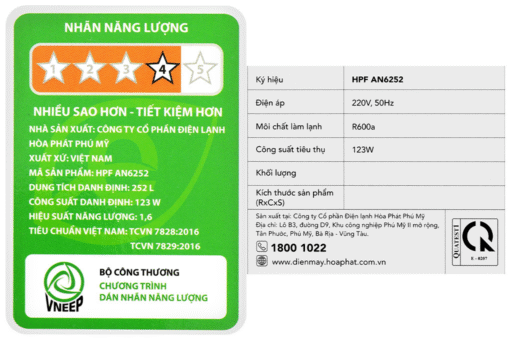 Tủ đông Hòa Phát 252 lít HPF AN6252 / HCF 516S1N1