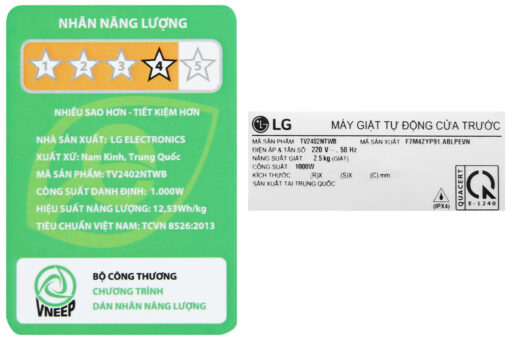 Máy giặt LG Mini Wash 2.5 kg TV2402NTWB