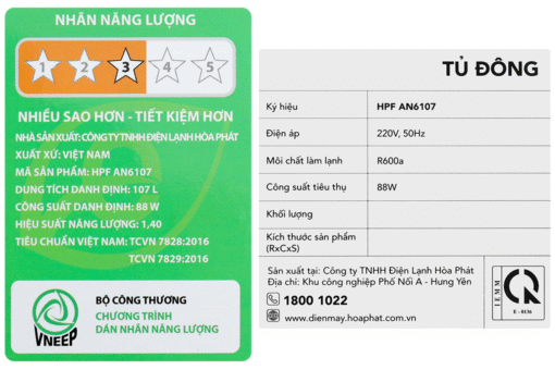 Tủ đông Hòa Phát 107 lít HPF AN6107 / HCF 106S1N1