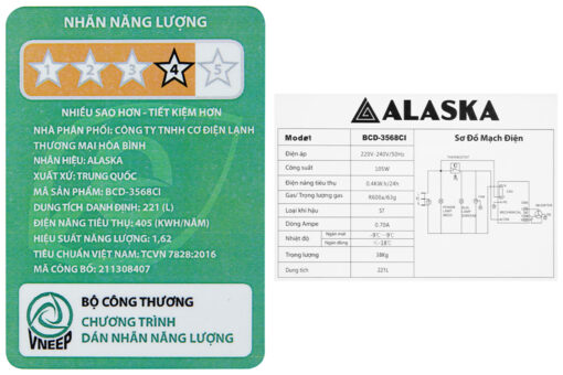 Tủ đông Alaska Inverter 221 lít BCD-3568CI