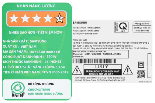 Smart Tivi Samsung 4K Crystal UHD 75 inch UA75AU8100