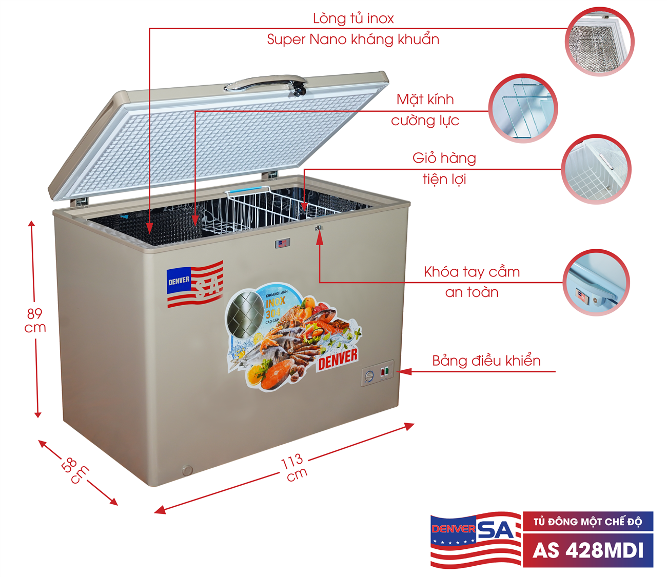 Tủ đông Denver AS 428MDI