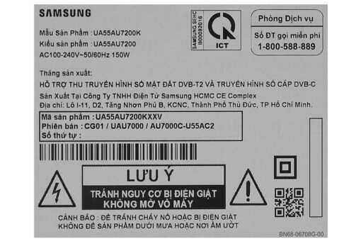 Smart Tivi Samsung 4K 55 inch UA55AU7200
