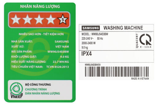 Máy giặt Samsung Inverter 9 kg WW90J54E0BW/SV