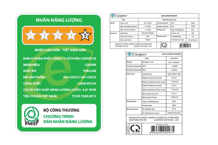 Điều hòa Casper 12000 BTU 2 chiều inverter GH-12IS33
