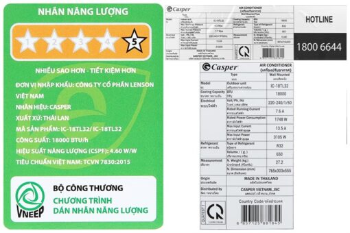 Điều hòa Casper 1 chiều Inverter 18000BTU IC-18TL32
