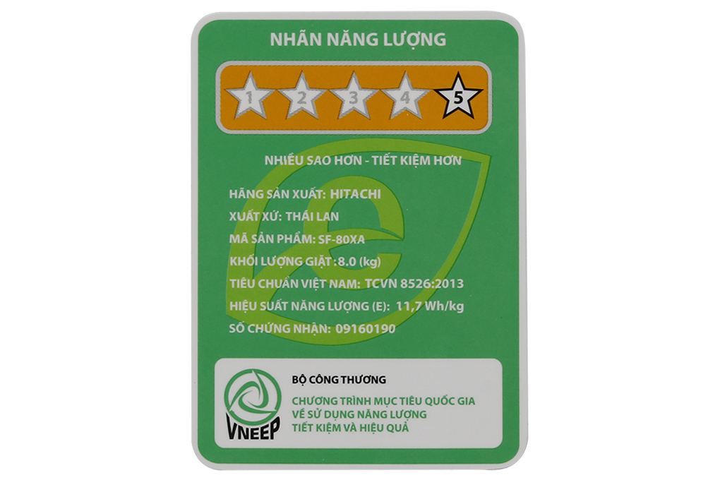 Máy giặt Hitachi 8kg SF-80XA 220-VT (WH)