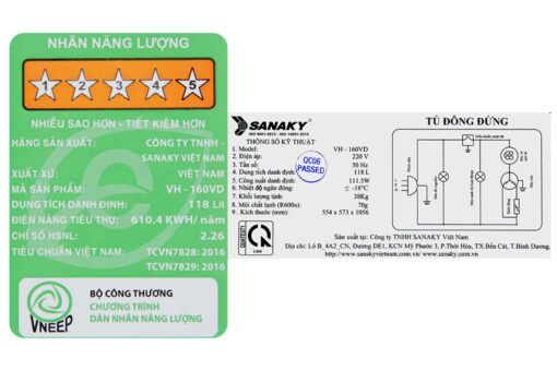 Tủ đông Sanaky Inverter 118 lít VH-160VD3