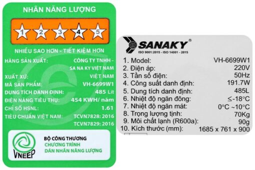 Tủ đông Sanaky 485 lít VH-6699W1