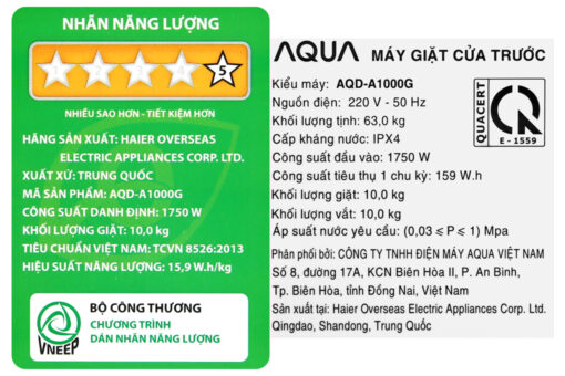 Máy giặt Aqua Inverter 10 KG AQD-A1000G W