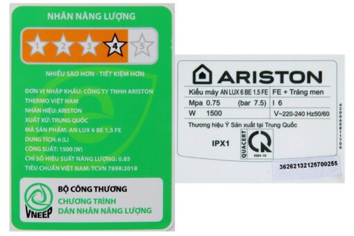 Bình nóng lạnh 6L Ariston AN LUX 6 BE 1.5 FE