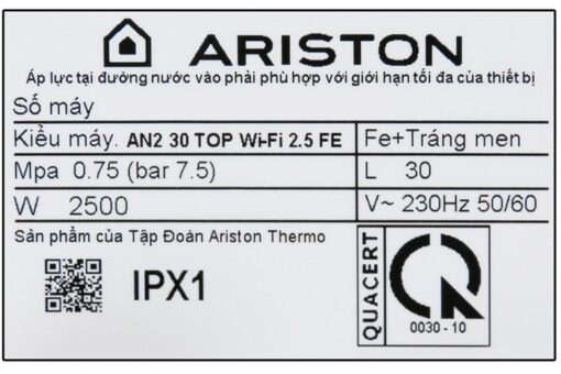 Bình nóng lạnh Ariston 30 lít AN2 30 TOP WIFI 2.5 FE