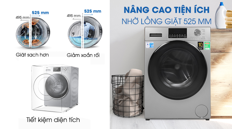 Máy giặt Aqua Inverter 9 kg AQD-D900F S