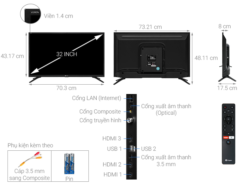 Android Tivi Casper 32 inch 32HG5000-1