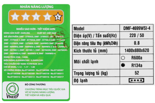 Tủ đông Darling Inverter 350 lít DMF-4699WSI-4