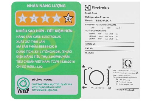 Tủ lạnh Electrolux Inverter 308 lít EBB3442K-H