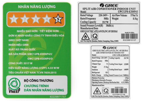 Điều hòa Gree Inverter 1.5 HP GWC12PB-K3D0P4