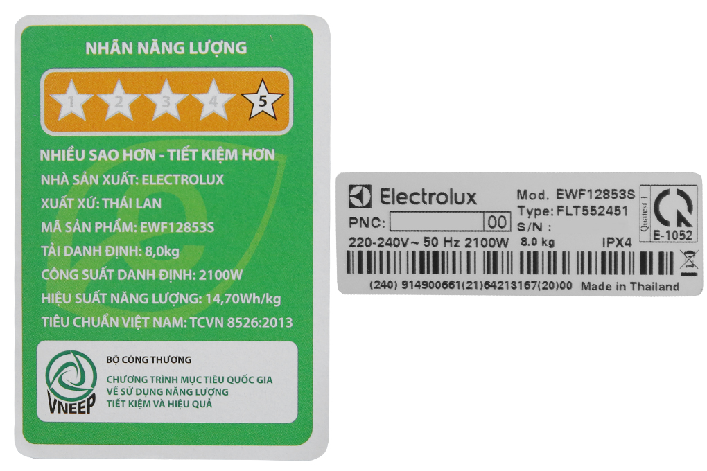 Máy giặt Electrolux Inverter 8 kg EWF12853S