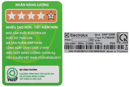 Máy giặt Electrolux Inverter 9 kg EWF12938