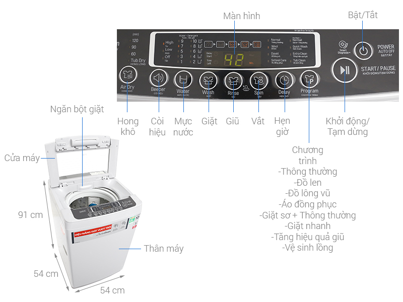 Máy giặt LG Inverter 8 kg T2108VSPM