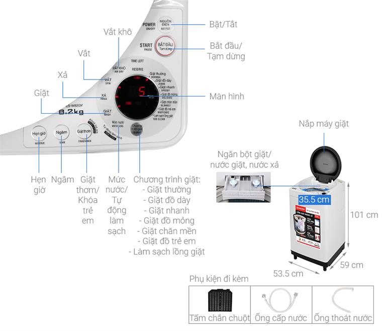Máy giặt Sharp 8.2Kg ES-W82GV-H