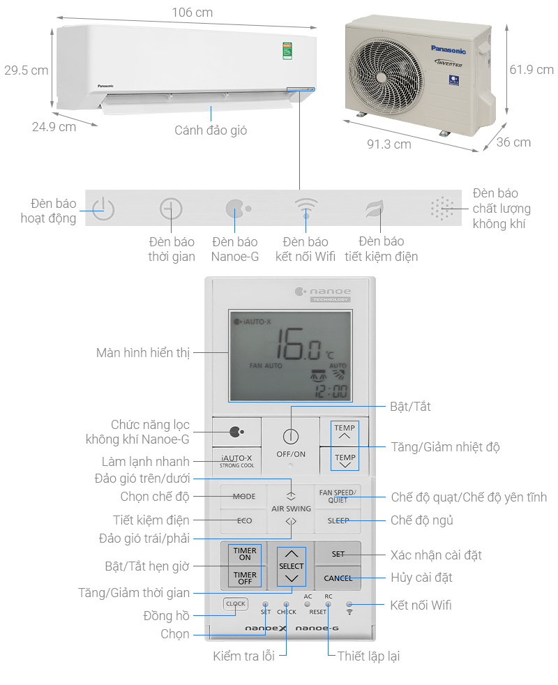 Điều hòa Panasonic Inverter 2 HP CU/CS-XU18BKH-8