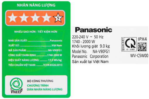 Máy giặt Panasonic Inverter 9 Kg NA-V90FG1WVT