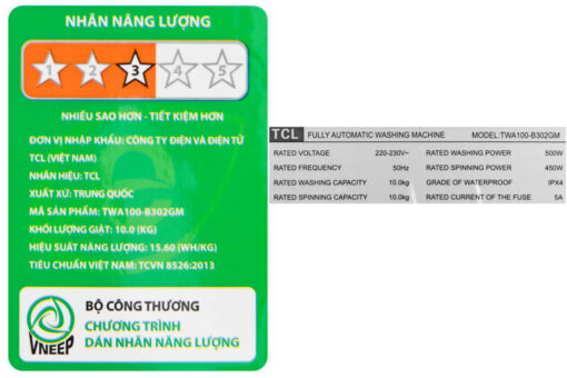 Máy giặt TCL 10 Kg TWA100-B302GM