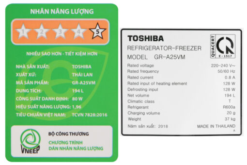 Tủ lạnh Toshiba Inverter 194 lít GR-A25VM (UKG)