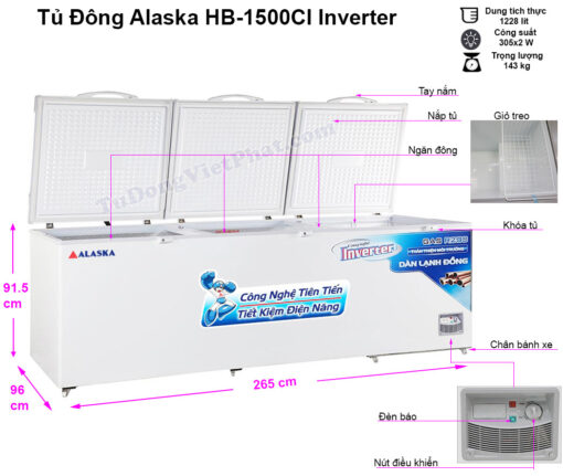 Tủ đông Inverter Alaska HB-1500CI 1500L