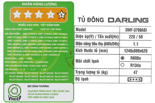Tủ đông Darling Inverter 270 lít DMF-3799 ASI