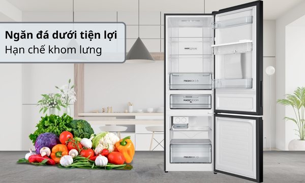 Tủ lạnh Aqua Inverter 320 lít AQR-B380MA(WGP)U1 - Khay đá xoay, lấy đá viên dễ dàng