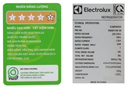 Tủ lạnh Electrolux 85 lít EUM0900SA