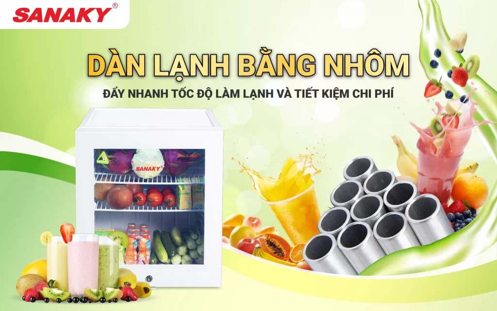 Dàn lạnh nhôm kết hợp cùng công nghệ làm lạnh trực tiếp