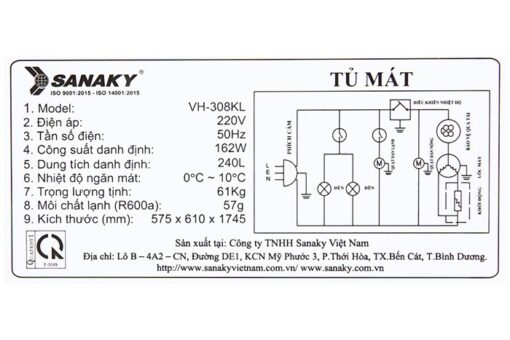 Tủ mát Sanaky 300 lít VH-308KL