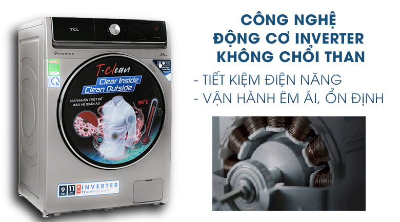 Máy giặt TCL Inverter 9 Kg TWF90-K14508DC04
