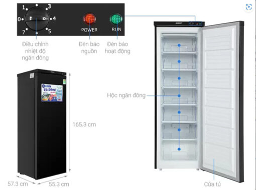 Tủ đông đứng Sanaky VH-230VD3 VH230VD3 Inverter 213 lít