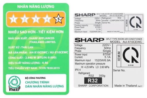Điều hòa Sharp Inverter 9000btu 1 HP AH-X10CEWC