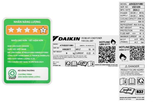 Điều hoà Daikin Inverter 1 HP 9200btu ATKB25YVMV