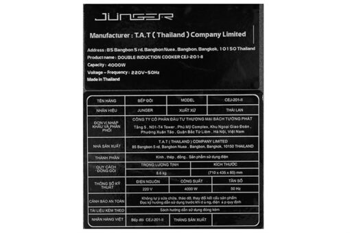 Bếp từ đôi lắp âm Junger CEJ-201-II Inverter