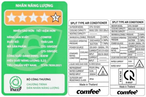 Điều hoà Comfee Inverter 9000btu 1 HP CFS-10VGDF