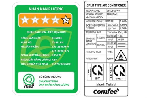 Điều hoà Comfee Inverter 27000btu 3 HP CFS-28VAFF-V