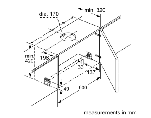 Máy hút mùi âm tủ 60cm Bosch DFS067K51 Serie 8