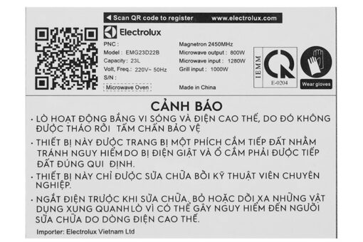 Lò vi sóng có nướng Electrolux EMG23D22B 23 lít