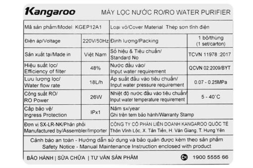 Máy lọc nước RO Hydrogen ion kiềm Kangaroo Sumire KGEP12A1 12 lõi
