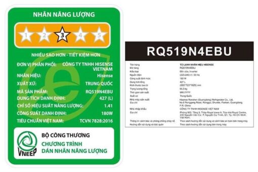 Tủ lạnh Hisense Inverter 427 lít Multi Door RQ519N4EBU